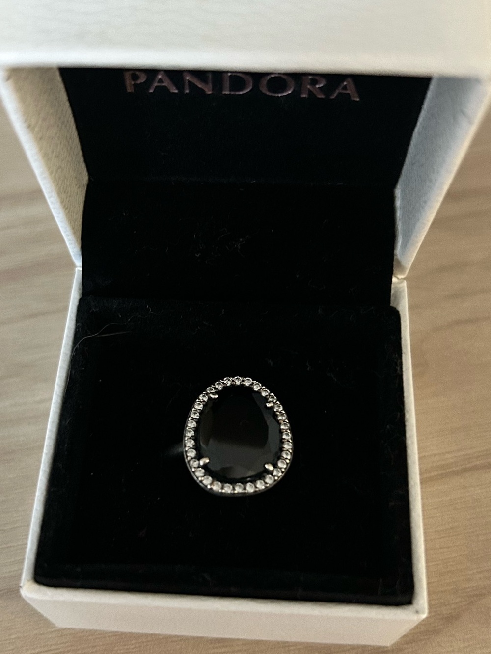 Pandora Navy Stone Halo Cubic Zirconia  Ring Size 5 or 50 - 925 Sterling Silver